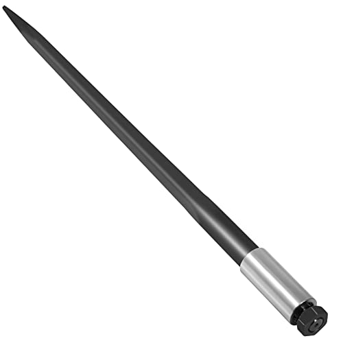 Vevor Hay Spear 39" Bale Spear 3600 lbs Capacity, Bale Spike Quick Attach Square Hay Bale Spears 1 3/4", Black Coated Bale Forks, Bale Hay Spike with Hex Nut and Sleeve for Buckets Tractors Loaders - size: 39"