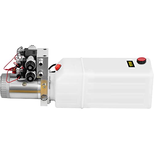 VEVOR Hydraulic Pump 12V DC Hydraulic Power Unit Double Acting Double Solenoid Hydraulic Power Pack Unit with 8L Plastic Tank Max Pressure 200 Bar for Car Liftng