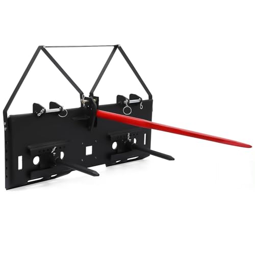 17" Heavy-Duty Stabilizer Hay Bale Spear Attachment,Skid Steer Attachments without Sleeves, Black Powder-Coated Carbon Steel Construction, Fits Skid Steer Mount Plate, Tractors & Loaders, for Farm - size: black