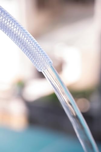 1/2" ID x 3/4" OD - 50 Ft High Pressure Braided Clear PVC Vinyl Tubing Flexible Tube, Heavy Duty Reinforced Hose Tubing, BPA Free and Non Toxic - size: 1/2" ID x 3/4" OD, style: 50 Ft