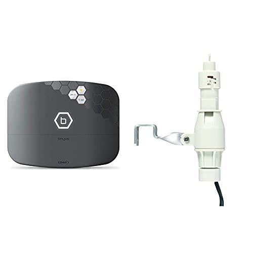 Orbit 57985 B-hyve XR Smart 8-Zone Indoor/Outdoor Sprinkler Controller, Compatible with Alexa, Charcoal Gray & 57069 Sprinkler System Hard Wired Rain and Freeze Sensor