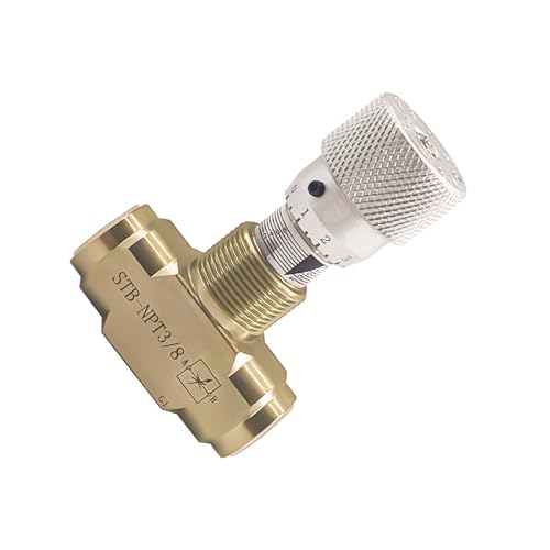 Straight Flow Control Needle Valve for Hydraulic System, Heavy-Duty Carbon Steel Pressure Fittings with 3/8" NPT Connection and Rotatable Knob - size: 3.5 inches (W) x 3.5 inches (L) x 1.5 inches (H)