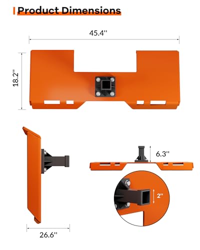 3/8" Skid Steer Quick Attach Plate w/ 2" Receiver, 3000lbs Towing, Tractor