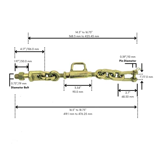 2 Three Point Hitch Sway Chains (Pair) - Yanmar & Kubota Tractor CAT1 Stabilizer Chains
