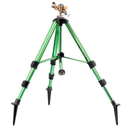 Sprinklers for Yard, 2026 Heavy-Duty Lawn Sprinkler Impact Sprinkler on Spike Tripod Base with 360° Large Area Irrigation with Extension Legs to Adjust Height Irrigation System for Garden Lawn-Yellow - color: Yellow