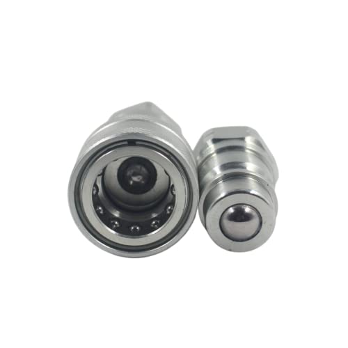2-Set 1/2" Ag ISO5675 Carbon Steel Hydraulic Quick Disconnect Coupling Ball Valve,Pioneer Type with Black and Green Colour Dust Cap - size: 1/2"NPT-Ball(Black and Green)