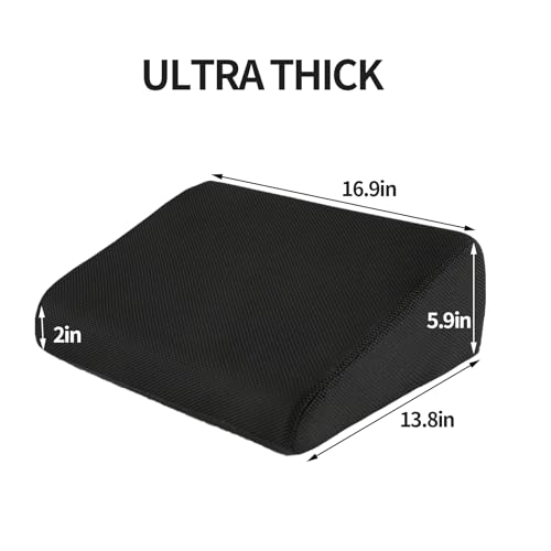HOMBYS High Density Foam Car Seat Cushions for Short People,Car Booster Seat for Short Drivers,Ultra Thick Adult Booster Seat for Car Driving,Wedge Seat Cushion 6" Thickness,Black Mesh Cover - size: 17“x14"x6"