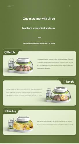 JUJOJB 12-Egg Incubator for Hatching Eggs, Auto Turner, Temp Control - color: Green
