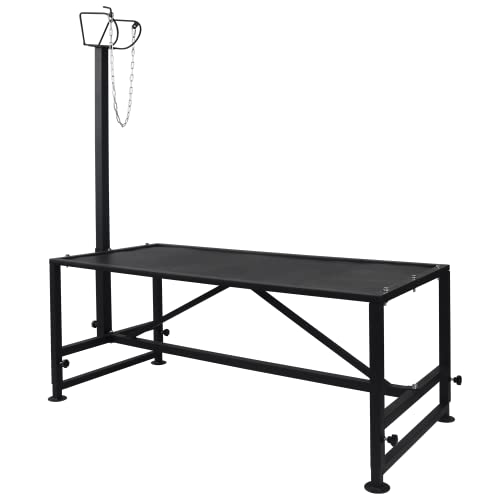 Goat Milking Stand 600Lbs Goat Stand Sheep Stand for Trimming Metal Livestock Stand with Adjustable Headpiece Goat Shearing Livestock Stand Height Adjustable, Black - color: Black