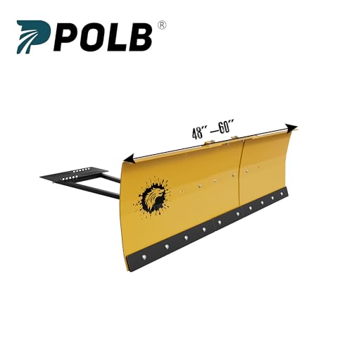 ATV/UTV Front Mount Land Leveler, 48"-60" Adjustable Steel Driveway Grader for Gravel&Dirt, Heavy Duty Yard Leveling Tool, Snow Plow Kit Compatible, 5-Position Angle, Winch Required (Sold Separately) - color: YELLOW