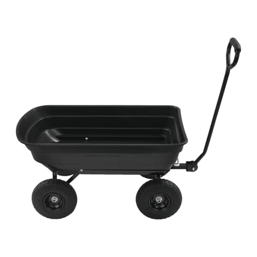 Heavy Duty Garden Cart with 90° Rotating Handle, 551lbs Capacity (Black) - color: Black