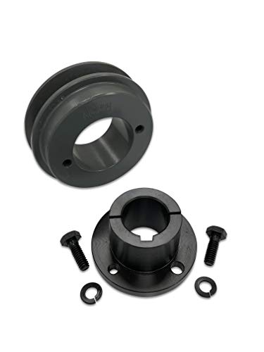 Single Groove 3.95" Cast Iron Electric Motor " H " Pulley/Sheave, Bushing Included, for 3/8" and 1/2" Top Width 3L/A/AK/4L/4LK Section V Belt, 1 Groove (1" Shaft / 1.00 Bore, AK41H) - size: 1" Shaft / 1.00 Bore