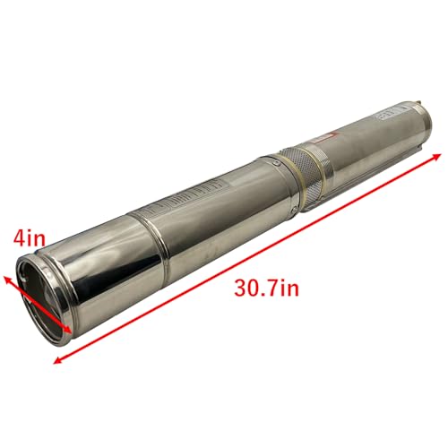 4 Inch Electric Submersible Well Pump, Stainless Steel Deep Well Pump for Agricultural Irrigation, Industrial Water Supply, High Head 150+FT, Quiet 1HP Motor, Overheat Protection 110V