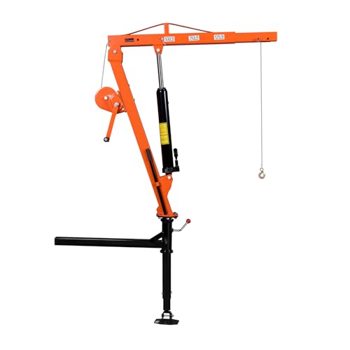 VEVOR Truck Crane, 500 lbs Pickup Hitch Crane Trailer Hitch Mounted with Manual Winch & Hydraulic Jack, 360° Rotating Telescopic Boom, Foldable Truck Bed Jib Hoist for Machine Lumber Equipment Lifting