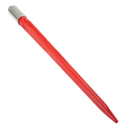 VEVOR Hay Spear 32" Bale Spear 1350 lbs Capacity, Bale Spike Quick Attach Square Hay Bale Spears 1 3/8" Wide, Red Coated Bale Forks, Bale Hay Spike with Hex Nut & Sleeve for Buckets Tractors Loaders - size: 32"