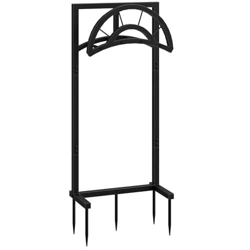 CHOEZON Garden Hose Holder with 5 Prongs, Heavy Duty Water Hose Holder Stand, Holds 150ft Hose, Metal Water Hose Holder for Outside, Yard, Lawn, Patio, Black TCJ91BB