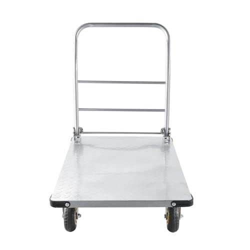 VEVOR Heavy Duty Platform Truck, 2000 LBS Steel Large Flatbed Cart with 360° Swivel Wheels & Brakes, Foldable Platform Hand Push Truck Dolly for Easy Storag/Groceries/Garage/Warehouse (36" X 24") - size: 35.4 x 23.6 x 35.4 in /900 x 600 x 900 mm