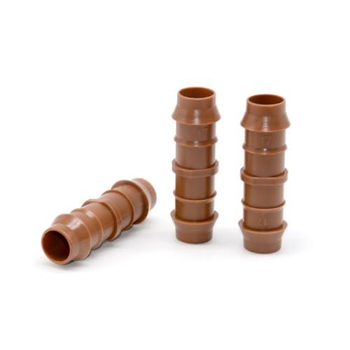 20 Pack Drip Irrigation Barbed Coupling Fittings, 17mm Barbed Connector Fit for 1/2" Drip Tubing, 17mm, 0.600”ID Drip Tubing, Sprinkler Tubing Connector for Drip System
