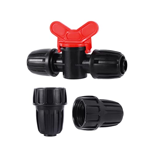 20 Pcs 1/2 inch Irrigation Tubing Fittings Barbed Locked Connectors | 2 US Standard 3/4" to 1/2" Faucet Adapters,1 Switch Valve,For (1/2" ID x0.6-0.63" OD) 16mm Drip Tubing - size: 1/2 inch Irrigation Fittings kit - B