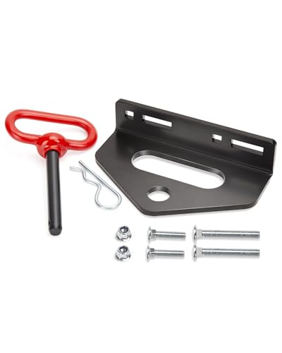 Zero Turn Mower Trailer Tow Hitch and Hitch Pin, 1/4"(6mm) Thick Heavy Duty Steel Universal Lawn Trailer Hitch Kit with Pin, Versatile Chain Slot Rugged Trailer Hitch Included Carriage Bolt Hardware - color: Black+Red