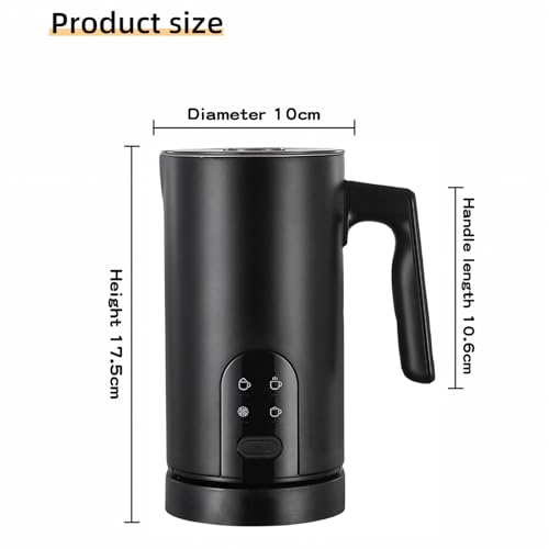 Electric Milk Frother Automatic Hot & Cold Foam Maker Auto Shut-Off Durable Stainless Steel Milk Frother with 4 Functions Enjoy Perfect Milk Froth in 2 Min for Coffee, Latte, Macchiato (Black) - color: Black