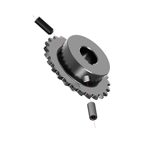 25 Tooth Roller Chain Sprocket, 25 Chain, 1/2" Bore, Kw - size: 25T/12.7(5x2.3)mm keyway