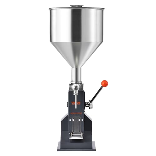 VEVOR Manual Paste Liquid Filling Machine, 5-100ml Adjustable Bottle Filling Machine, Stainless Steel Liquid Filler with 11.5L Hopper for Milk Water Juice Shampoo Honey - size: Manual:5-100ml