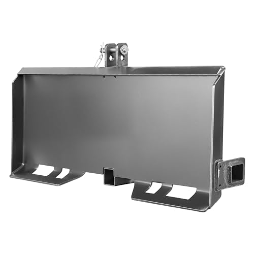 VEVOR Universal 3-Point Skid Steer Plate, 3/8" Skid Steer Attachment Plate, 7000lbs Skid Steer Mount Plate Steel Adapter Loader, Compatible with Deere, Kubota, Bobcat, Mahindra Skid Steers, Tractors - size: skid steer plate