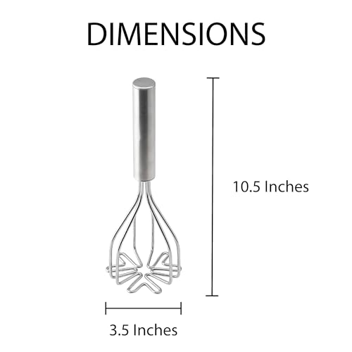 HIC Kitchen 2-In-1 Mix N’Masher Potato Masher, 18/8 Stainless Steel, For Potatoes, Vegetables, Fruits, Guacamole, Baby Food, And Eggs