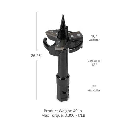Titan Attachments 10" Stump Planer for 2" Hex Auger Drives, 3300 Ft-Lb - style: Auger Planter Diameter: 10"