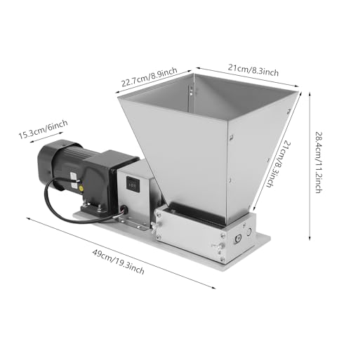 Electric Grain Mill Grinder 60W, Automatic Dry Cereal Malt Mill 11LB, Stainless Steel Corn Crusher, Feed Flour Grinder with 4 PCS Hoppers for Wheat Barley - size: 11.1Gal Electric
