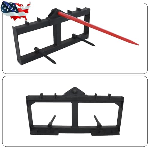 49" 3000lb Heavy Duty Attach Hay Bale Spear Skid Steer Tractor Loader Quick Tach