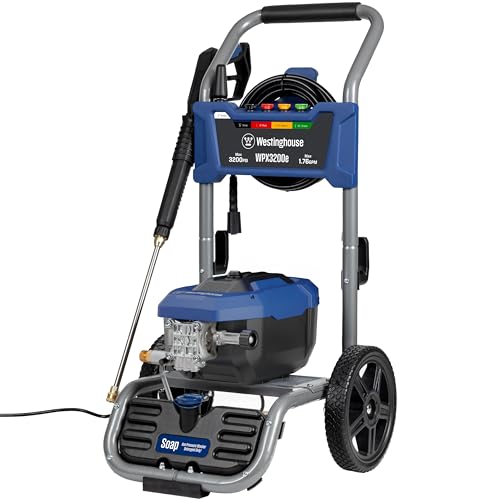 Westinghouse WPX3200e Electric Pressure Washer, 3200 Max PSI and 1.76 Max GPM, Universal Motor, Onboard Soap Tank, Spray Gun and Wand, 5 Nozzle Set, for Cars/Fences/Driveways/Homes/Patios/Furniture - style: 3200 Max PSI