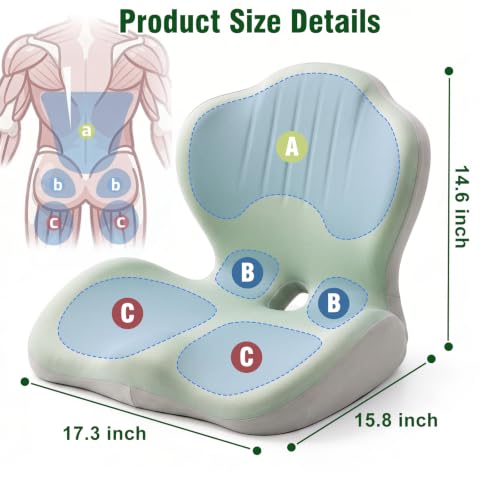 Car Seat Cushion Office Chair Cushion with Lumbar Support Pillow - color: Green Gray