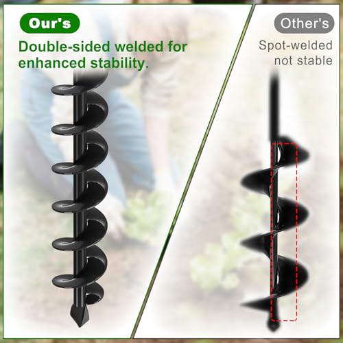 Insaga Auger Drill Bit for Planting 2″ x 32″– Heavy Duty Carbon Steel Spiral Garden Auger for Drill, 3/8″ Hex Drive Plant Auger for Bulbs & Seedlings – 32″ Long Reach Reduces Bending - size: 2″ x 32″