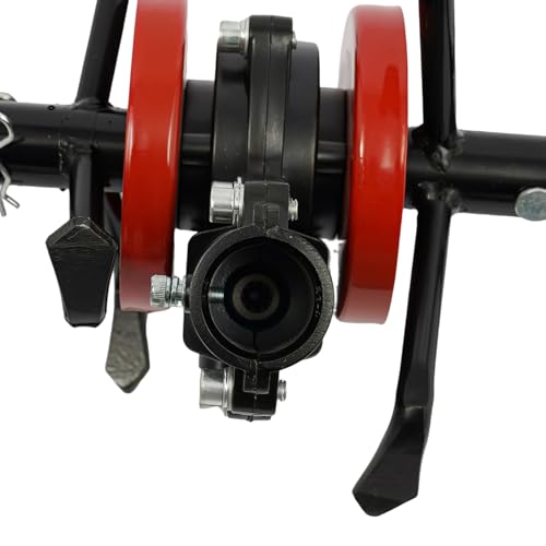 6-Claw Cultivator Wheel, Garden Tiller Attachment for Soil Loosening & Weeding, Heavy-Duty Aerator Tool for Lawn Mower & Rototiller, Fits 28mm 9-Tooth Shaft, Aluminum & Steel Construction – Black