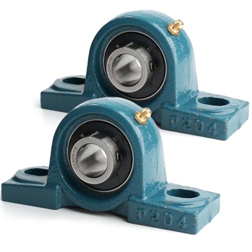 1 Pcs UCP204-12 Pillow Block Bearing, Inner Diameter is 3/4" inch Bore 2 Bolt Mounted Bearing Units, Pillow Block Bearing Set Screw Locking with Grease Fitting,Cast Iron Housing Self Aligning - size: UCP204-12 3/4"