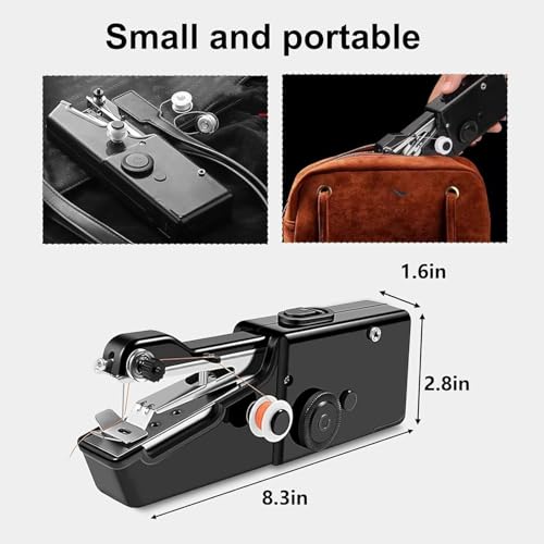 Handheld Sewing Machine, Hand Sewing Machine, Portable and Easy-to-Use, Battery and USB Operated, Ideal for Beginners and Home Use - Black
