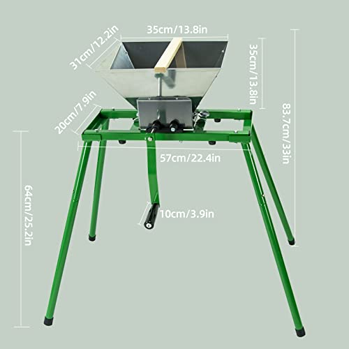 7L Hand Crank Apple and Fruit Crusher with Stand, Stainless Steel Manual Juicer Grinder for Seasonal Cider & Fresh Juice - style: With Stand(Metal Teeth)