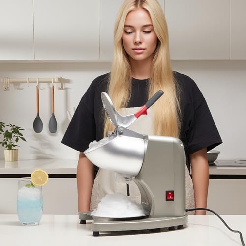 Shaved Ice Machine 300W Electric Ice Crusher 4 Blades Ice Crusher Shaver 2200 RPM Snow Cone Machine 286 lbs/hr Ice Shaving Machine for Home and Commercial - size: 300F