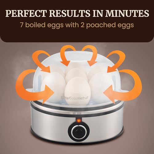 Elite Gourmet EGC855SS Easy Egg Cooker, 7-Egg, Steel - color: Stainless Steel