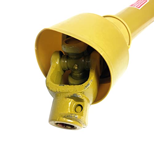 Heavy-Duty 41-lb 3-Point Rotary Tiller Slip Clutch PTO Shaft for Rural King, Country Way, Sigma Rotary Tillers for ASC Grizzly 77709, 77710, 77711 – 1-3/8" x 6 Spline, Round Ends, Adjustable 32"-40"