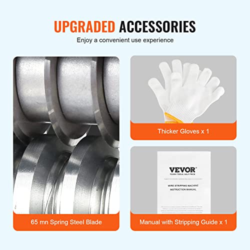 VEVOR Electric Wire Stripping Machine, 0.06''-1.42'' Automatic Wire Stripper Machine, 370 W, 88 ft/min Wire Stripper with An Extra Manual Crank, 11 Channels Electric Wire Stripper, Copper Stripper - style: Electric 370W