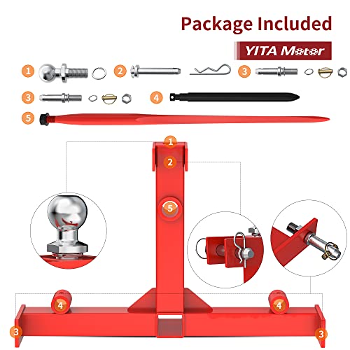 YITAMOTOR 3 Point Quick Attach Hitch with 2" Receiver for CAT 1 Tractors