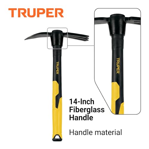 Truper Rapid Tiller, Digger Cultivator, 14-Inch Fiberglass Handle with Comfort Grip, Forged Steel Dual-Head Digging and Aerating Tool (Model RATI-F / 32739)