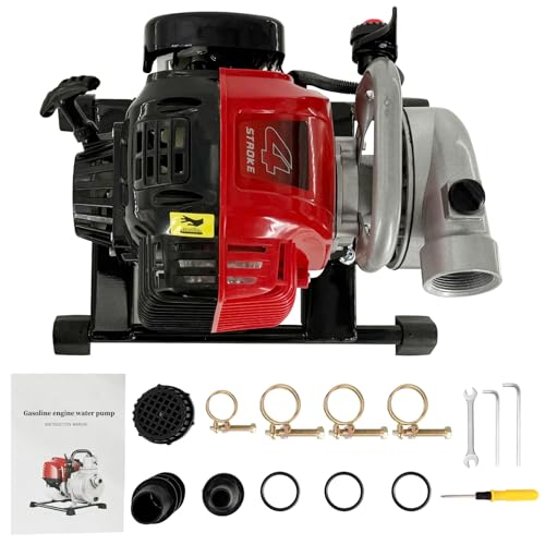 Gas Water Pump 1.5 Inch 4 Stroke,31cc Gas Powered High Pressure Pump 98ft Lift And 23ft Suction,Trash Water Pump Irrigation Pump For Farmland Garden