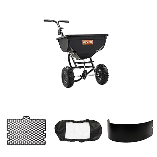Bundle of Agri-Fab 45-0531-AMZ 85lb Push Deluxe Broadcast Spreader for Seed, Fertilizer, etc. + Spreader Grate Kit + Cover + Agri-Fab 85 lb. Spreader Deflector