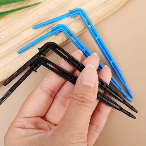 15Pcs 90 Degree Micro Drip Irrigation Kit 4/7mm Hose Garden Curved Arrow Water Saving Drip Irrigation Tool Irrigation System (Black) - color: Black