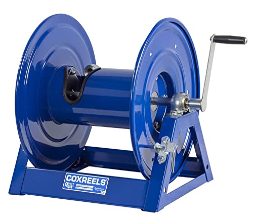 Coxreels 1125-6-100 Hand Crank Steel Hose Reel, 1125 Series – 1" x 100', 3,000 PSI - Heavy Duty All Welded Steel A Frame – Adjustable Tension Break – Made in The USA, Blue - size: 1" x 100'
