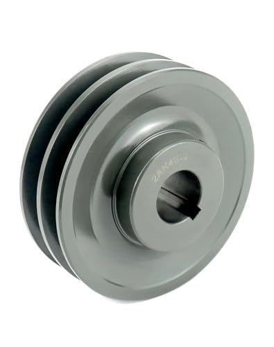 QWORK Double Groove Web Sheaves, 4.45"OD 1" Bore V-Belt Sheave for V-Belt, 2AK461
